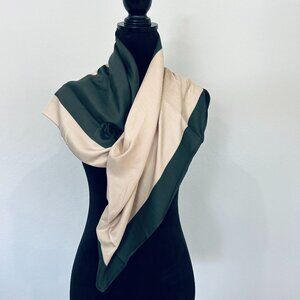Scarf, Color Block Olive / Tan, 33.5" wide by 36" long, 100% Polyester NWOT